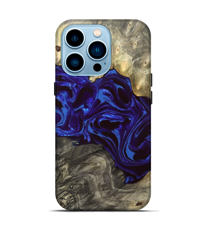 iPhone 14 Pro Wood Live Edge Phone Case - Raiden (Blue, 828554)