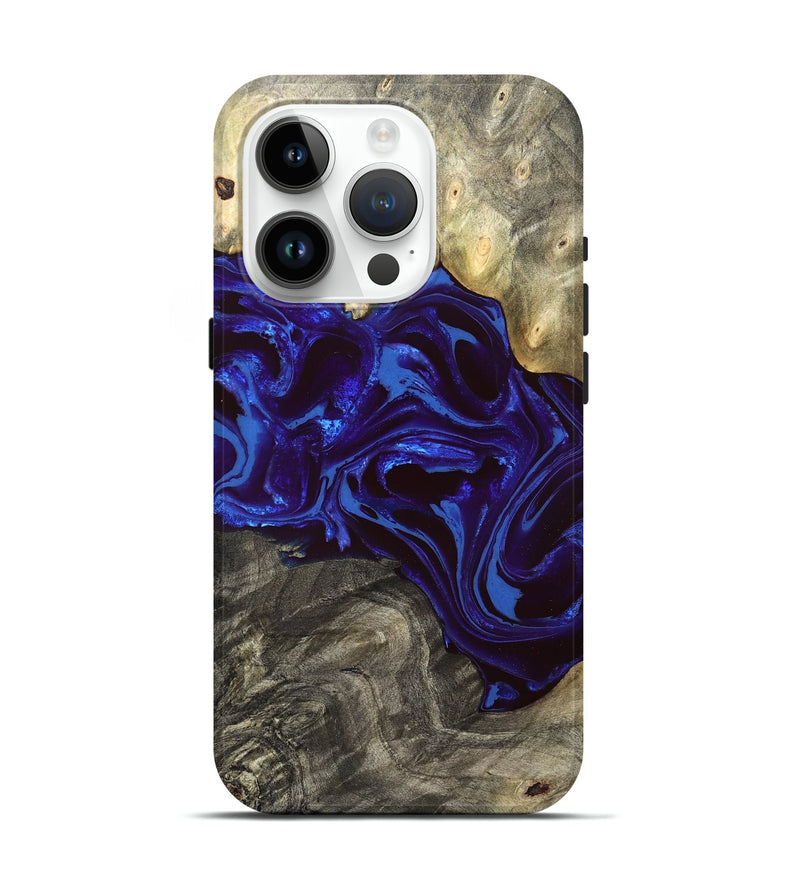 iPhone 15 Pro Wood Live Edge Phone Case - Raiden (Blue, 828554)