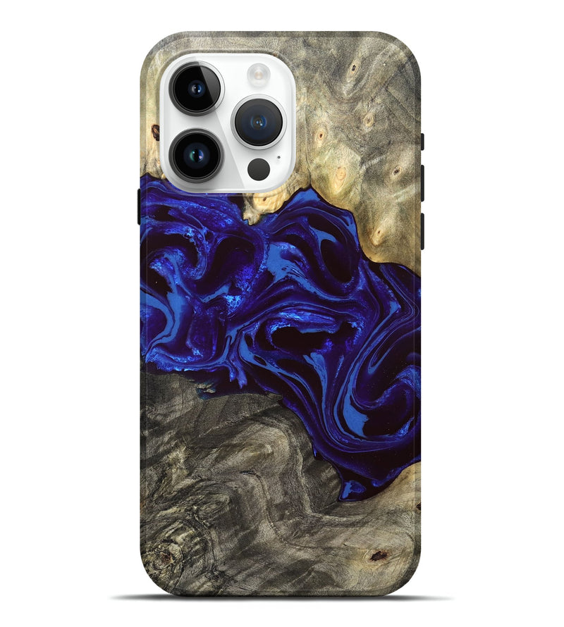 iPhone 15 Pro Max Wood Live Edge Phone Case - Raiden (Blue, 828554)