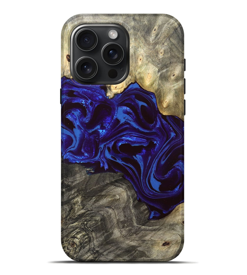 iPhone 16 Pro Max Wood Live Edge Phone Case - Raiden (Blue, 828554)