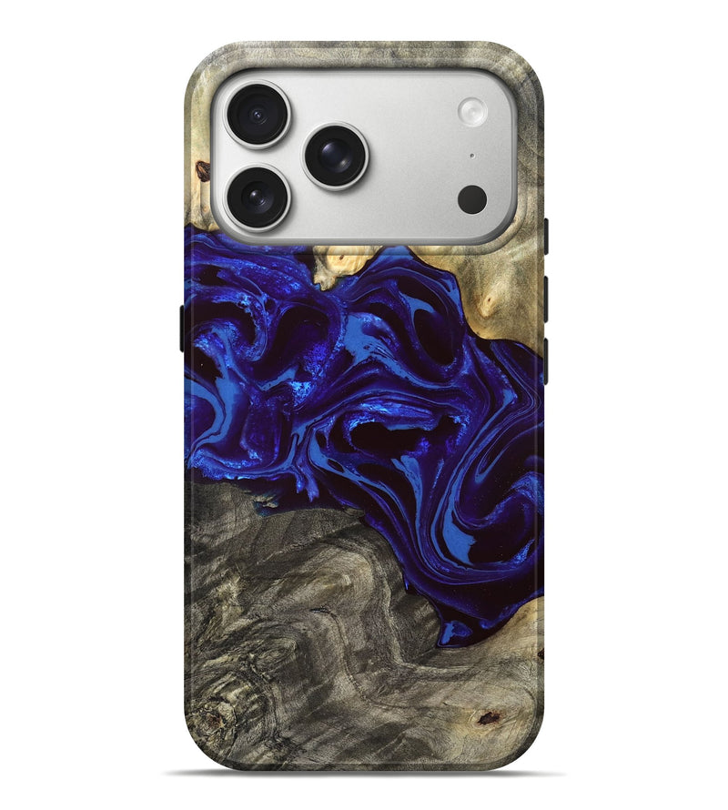 iPhone 17 Pro Max Wood Live Edge Phone Case - Raiden (Blue, 828554)