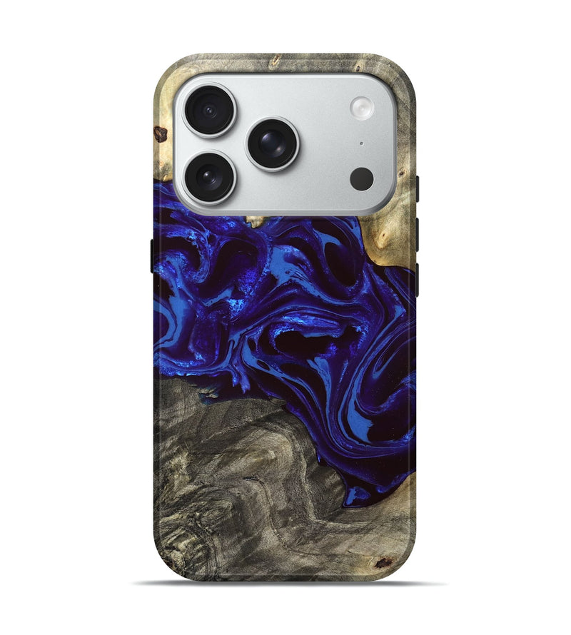 iPhone 18 Pro Wood Live Edge Phone Case - Raiden (Blue, 828554)