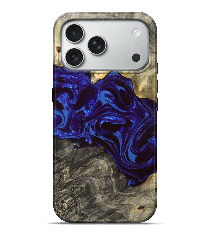 iPhone 18 Pro Max Wood Live Edge Phone Case - Raiden (Blue, 828554)