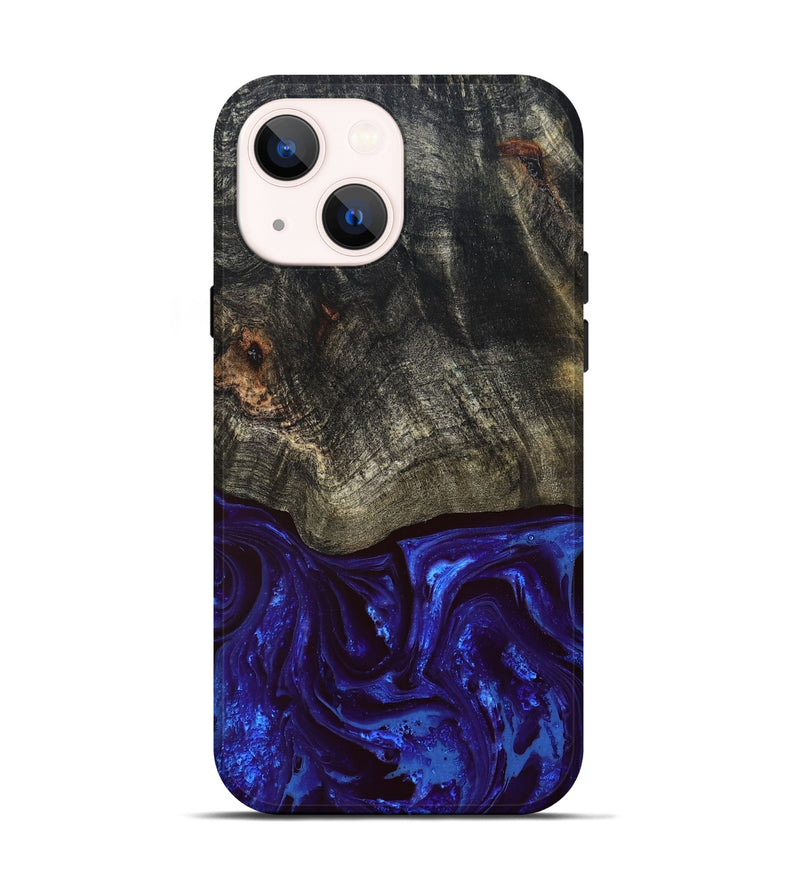 iPhone 14 Wood Live Edge Phone Case - Delphia (Blue, 828556)