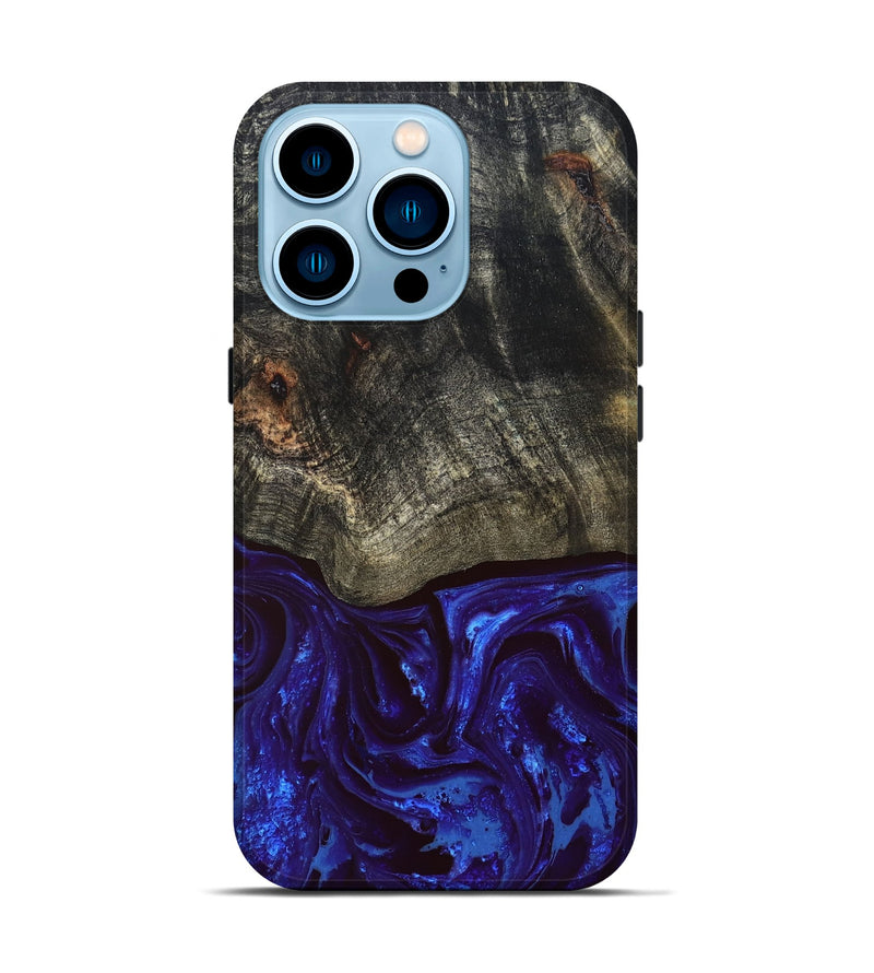 iPhone 14 Pro Wood Live Edge Phone Case - Delphia (Blue, 828556)