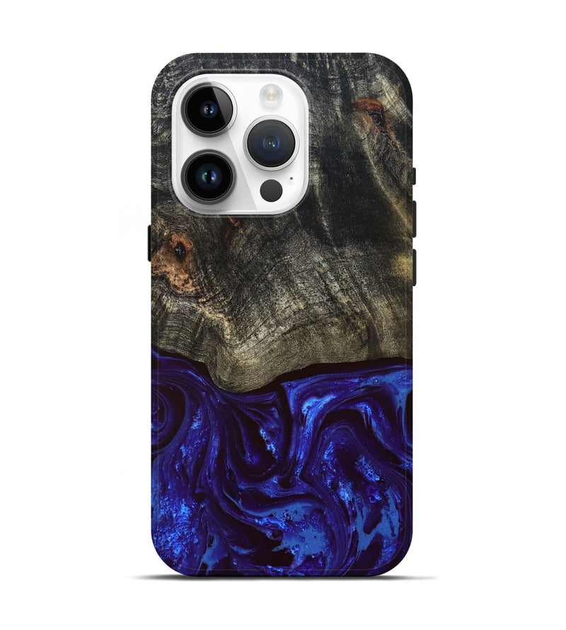 iPhone 15 Pro Wood Live Edge Phone Case - Delphia (Blue, 828556)