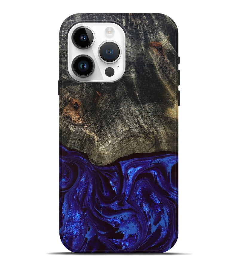 iPhone 15 Pro Max Wood Live Edge Phone Case - Delphia (Blue, 828556)