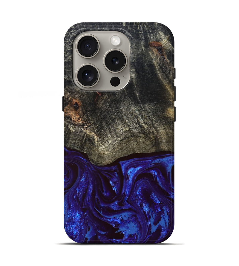 iPhone 16 Pro Wood Live Edge Phone Case - Delphia (Blue, 828556)