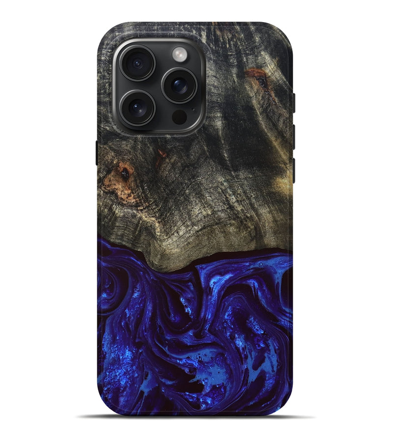 iPhone 16 Pro Max Wood Live Edge Phone Case - Delphia (Blue, 828556)
