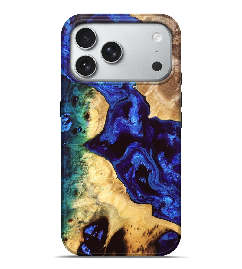 iPhone 18 Pro Max Wood Live Edge Phone Case - Harding (Blue, 828564)