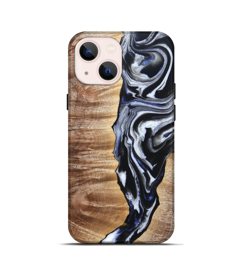 iPhone 13 mini Wood Live Edge Phone Case - Giovani (Black & White, 828565)