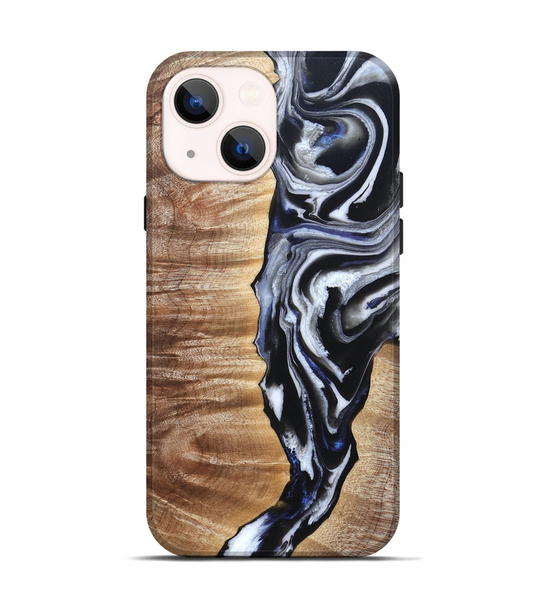 iPhone 14 Wood Live Edge Phone Case - Giovani (Black & White, 828565)