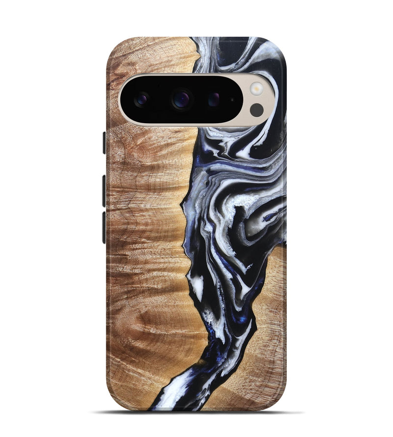 Pixel 9 Wood Live Edge Phone Case - Giovani (Black & White, 828565)