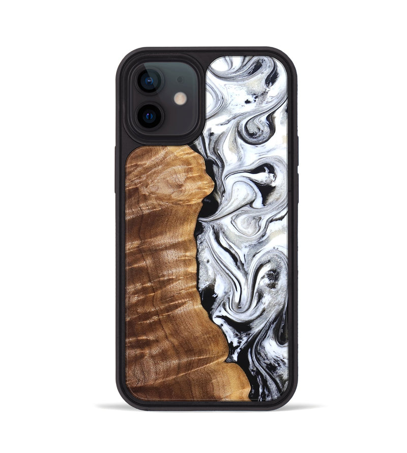 iPhone 12 Wood Phone Case - Devonte (Black & White, 828621)