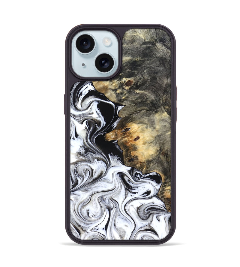 iPhone 15 Wood Phone Case - Kennedy (Black & White, 828623)