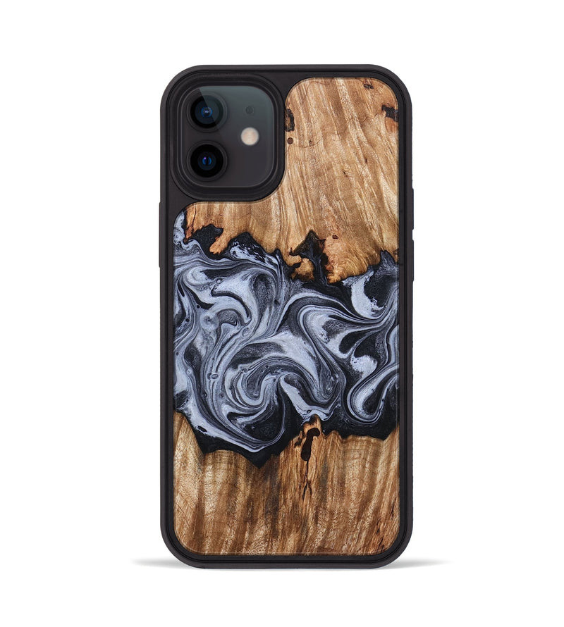 iPhone 12 Wood Phone Case - Shamar (Black & White, 828624)