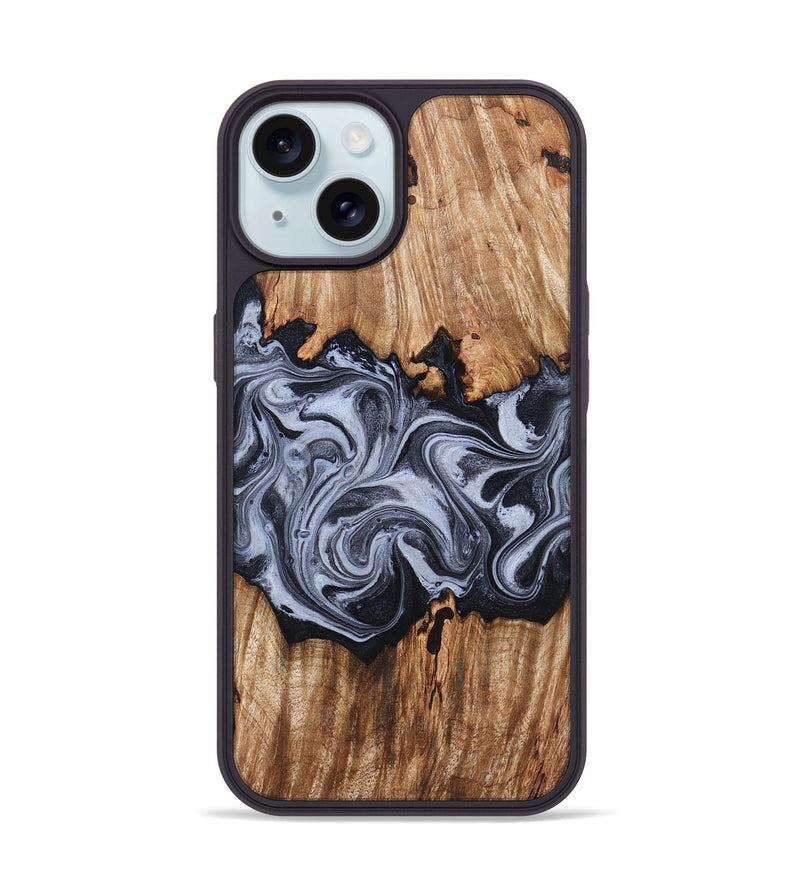 iPhone 15 Wood Phone Case - Shamar (Black & White, 828624)