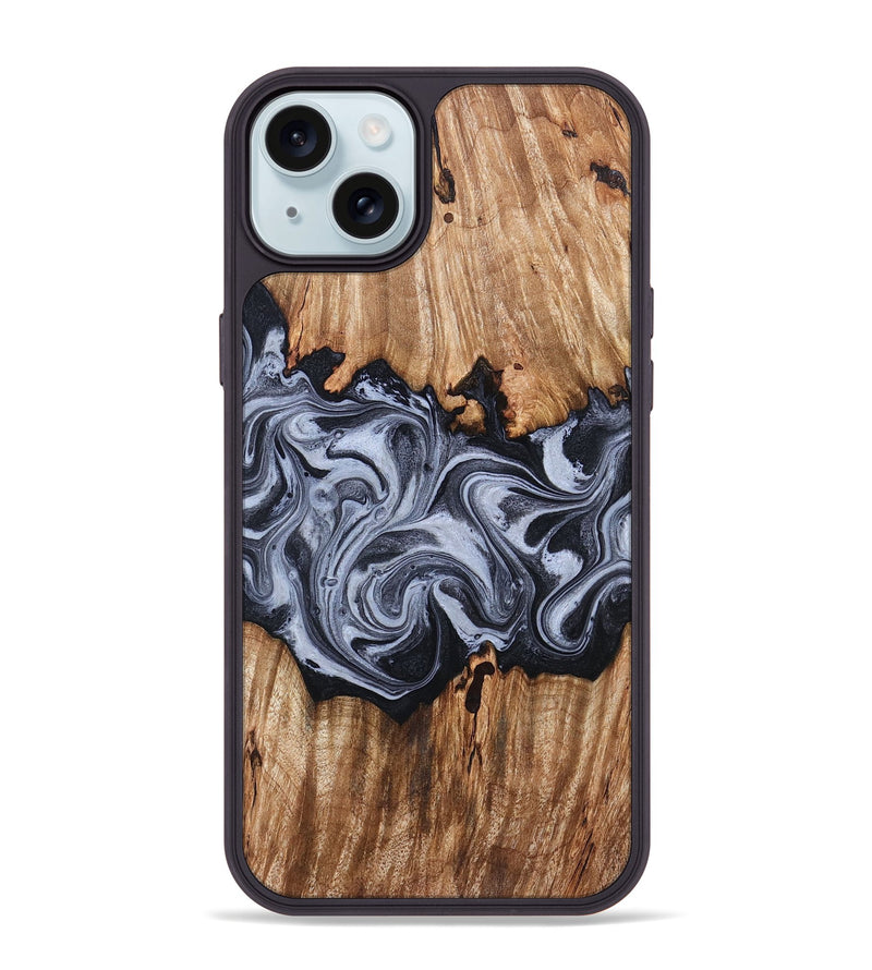 iPhone 15 Plus Wood Phone Case - Shamar (Black & White, 828624)
