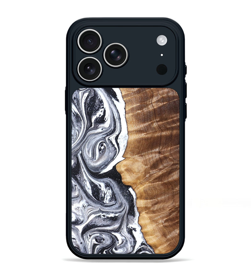 iPhone 17 Pro Max Wood Phone Case - Jazlynn (Black & White, 828625)