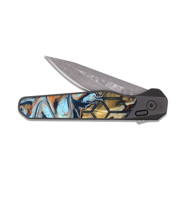 EDC Dark Damascus Wood Pocket Knife - Zaylee (Pattern, 828645)