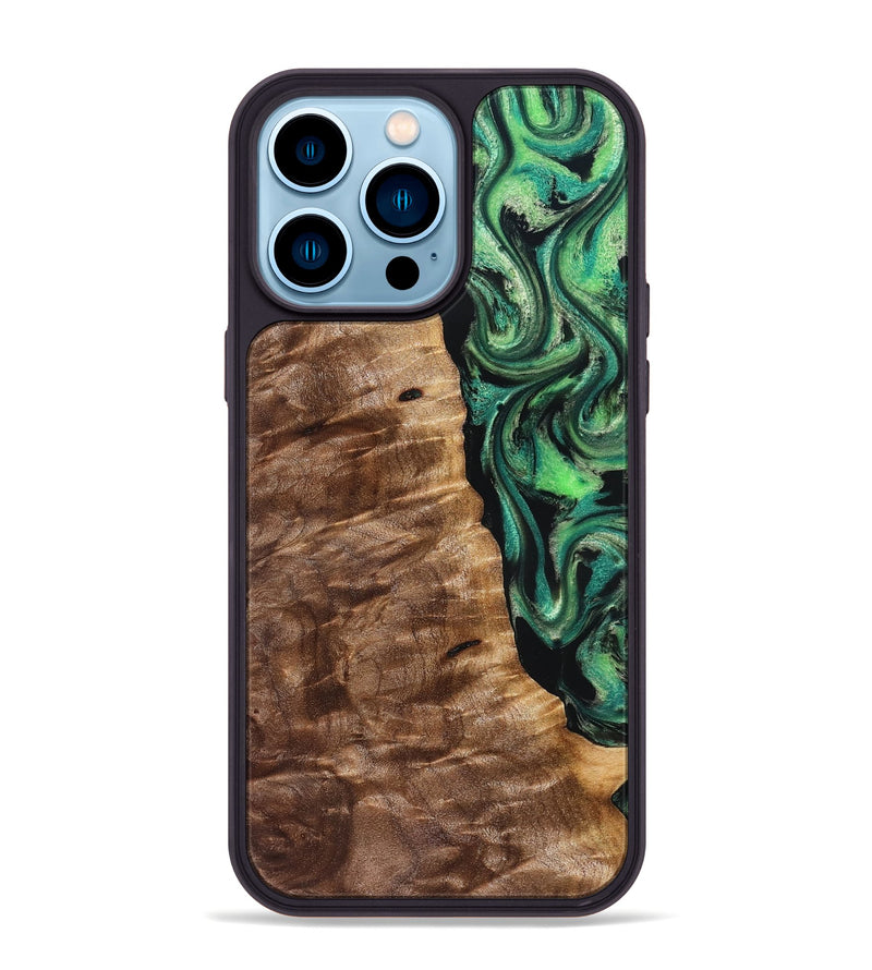 iPhone 14 Pro Max Wood Phone Case - Mathias (Green, 828671)