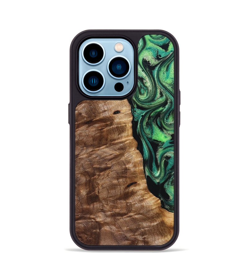 iPhone 14 Pro Wood Phone Case - Mathias (Green, 828671)