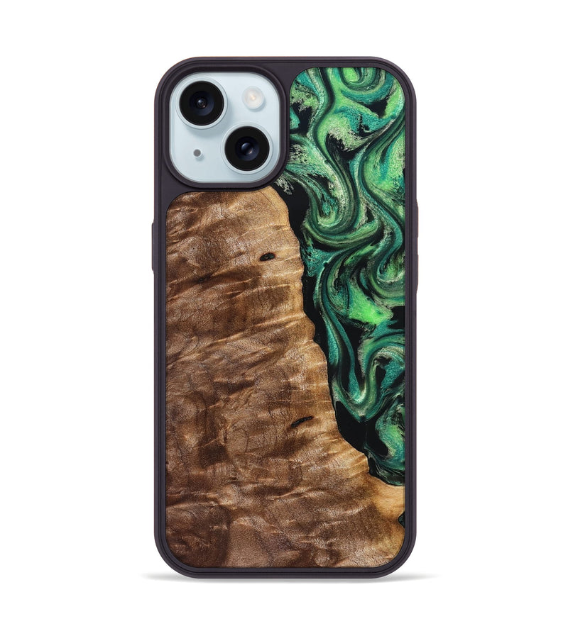 iPhone 15 Wood Phone Case - Mathias (Green, 828671)