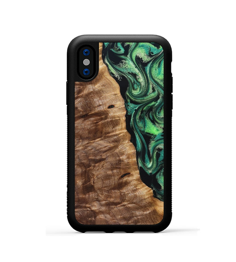 iPhone Xs Wood Phone Case - Mathias (Green, 828671)