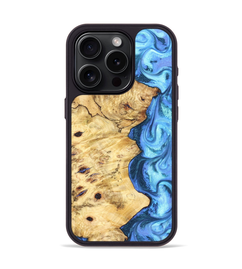 iPhone 15 Pro Wood Phone Case - David (Blue, 828673)