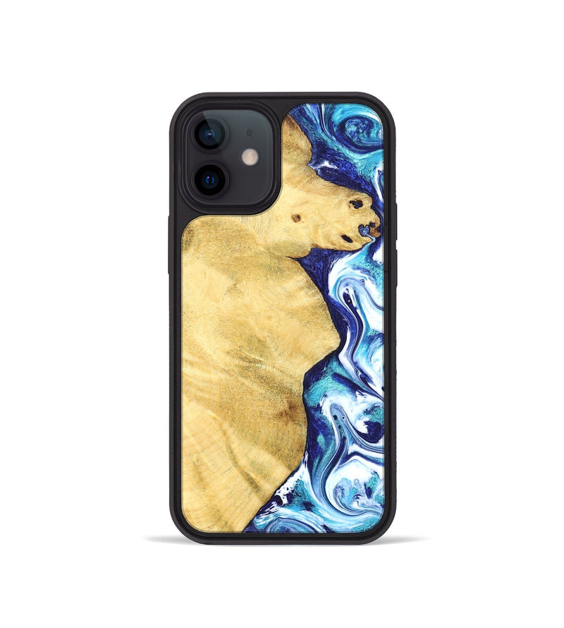 iPhone 12 mini Wood Phone Case - Stefan (Blue, 828677)