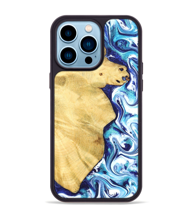 iPhone 14 Pro Max Wood Phone Case - Stefan (Blue, 828677)