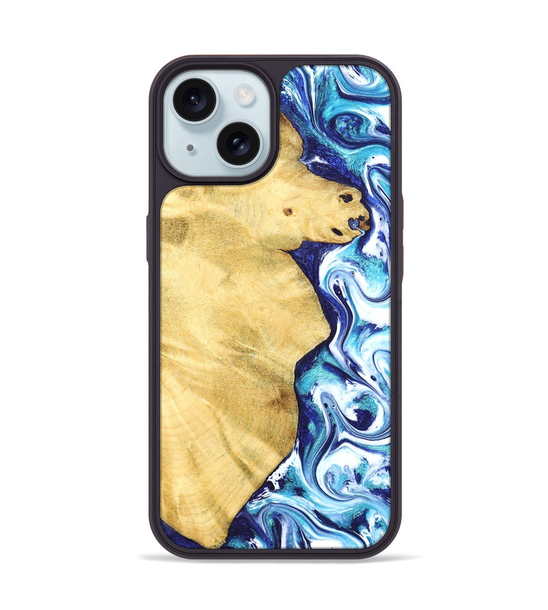 iPhone 15 Wood Phone Case - Stefan (Blue, 828677)