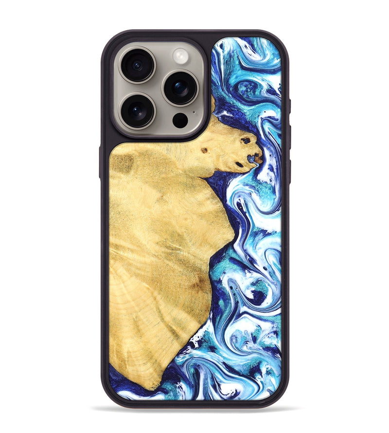 iPhone 15 Pro Max Wood Phone Case - Stefan (Blue, 828677)