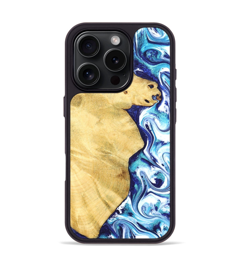 iPhone 16 Pro Wood Phone Case - Stefan (Blue, 828677)