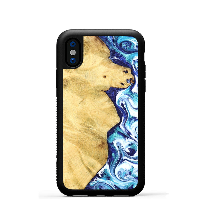 iPhone Xs Wood Phone Case - Stefan (Blue, 828677)