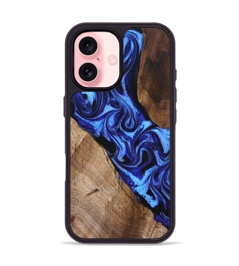 iPhone 16 Wood Phone Case - Iliana (Blue, 828679)