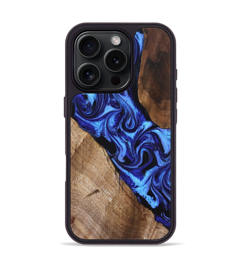 iPhone 16 Pro Wood Phone Case - Iliana (Blue, 828679)