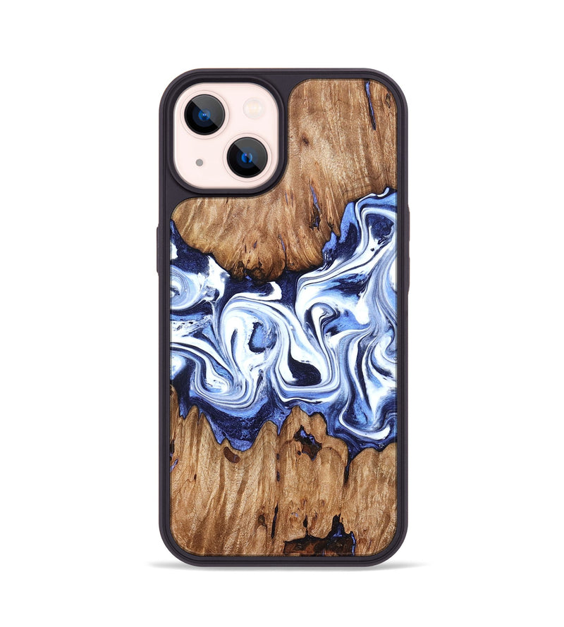 iPhone 14 Wood Phone Case - Yair (Blue, 828681)