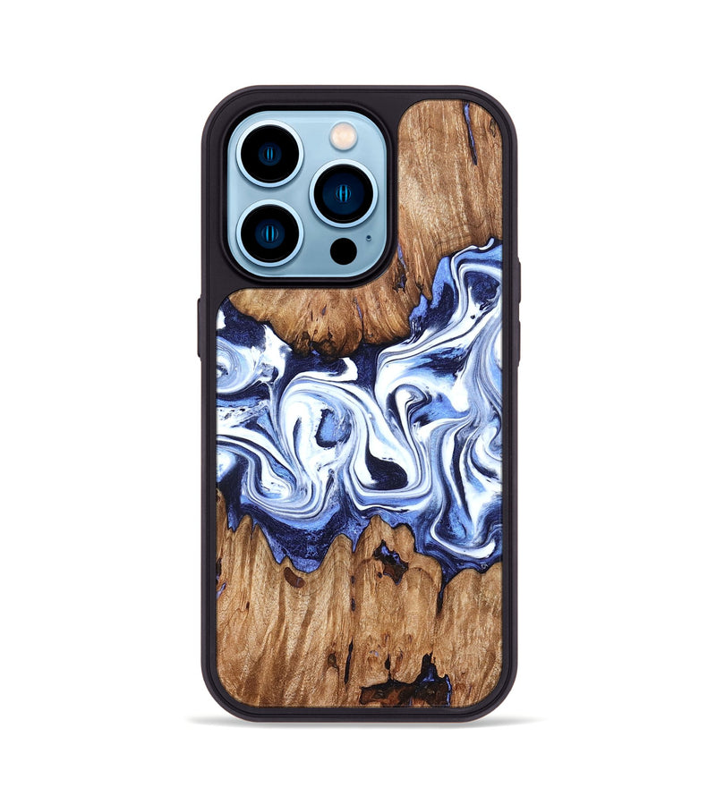 iPhone 14 Pro Wood Phone Case - Yair (Blue, 828681)