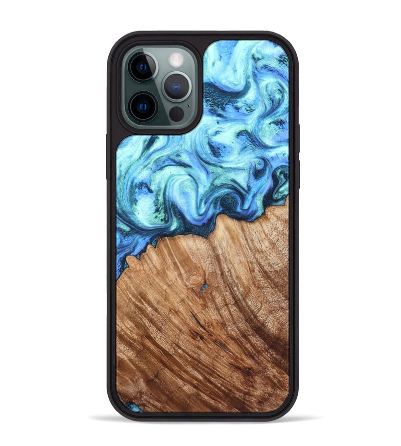 iPhone 12 Pro Max Wood Phone Case - Leilany (Blue, 828682)