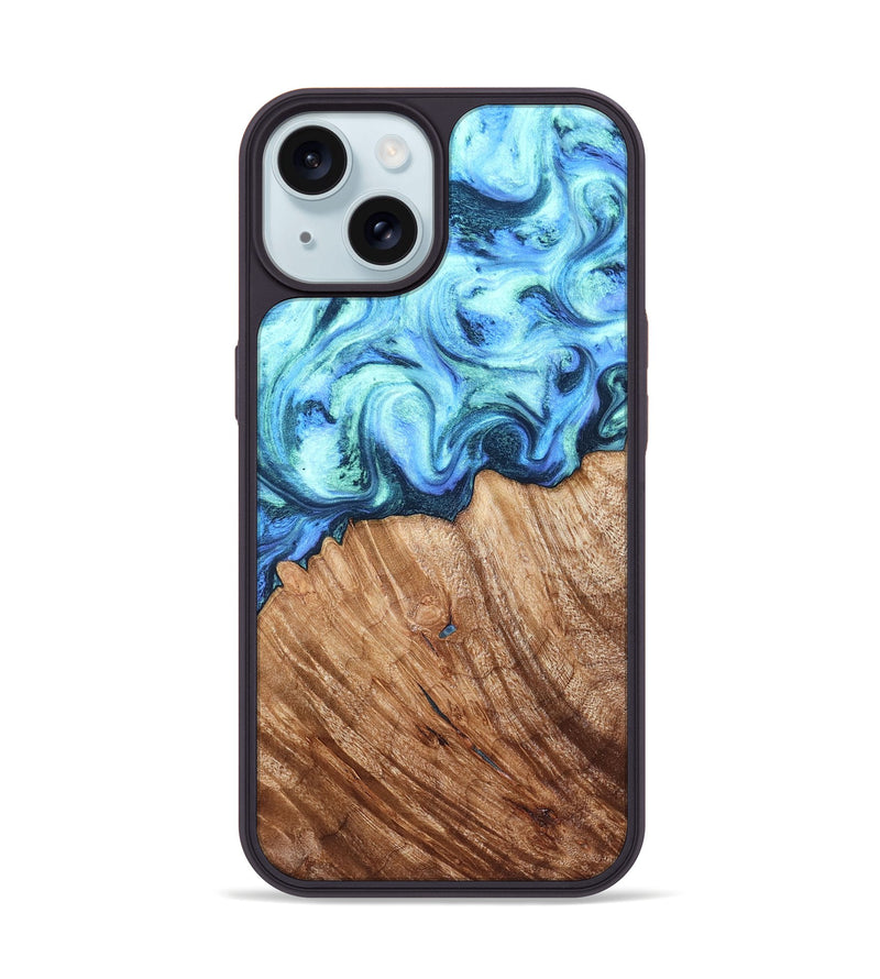 iPhone 15 Wood Phone Case - Leilany (Blue, 828682)