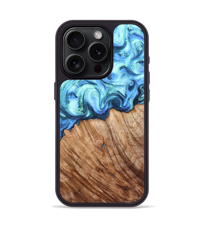 iPhone 15 Pro Wood Phone Case - Leilany (Blue, 828682)