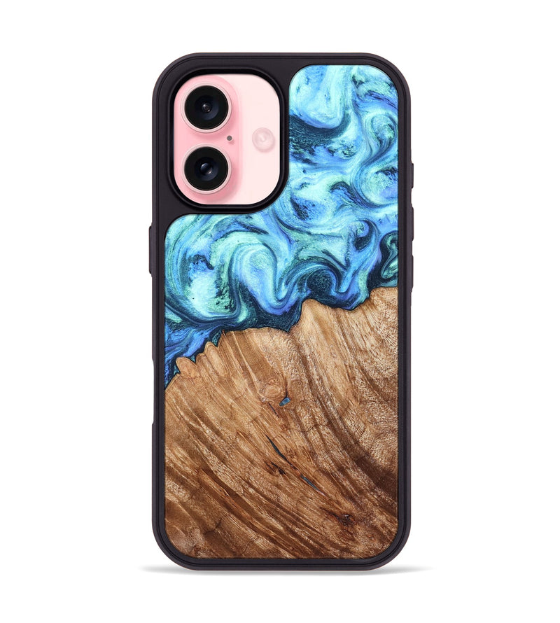 iPhone 16 Wood Phone Case - Leilany (Blue, 828682)
