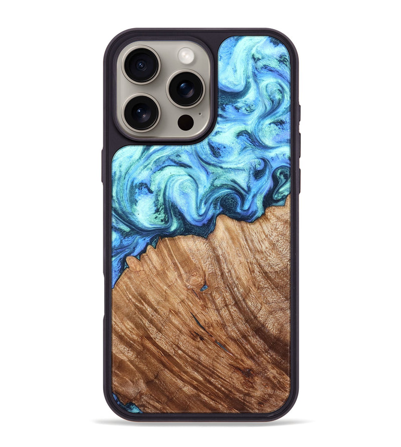 iPhone 16 Pro Max Wood Phone Case - Leilany (Blue, 828682)