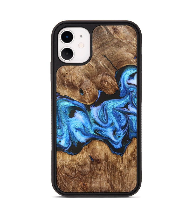 iPhone 11 Wood Phone Case - Mila (Blue, 828685)