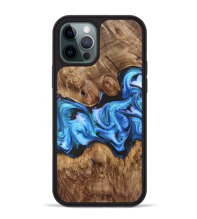 iPhone 12 Pro Max Wood Phone Case - Mila (Blue, 828685)