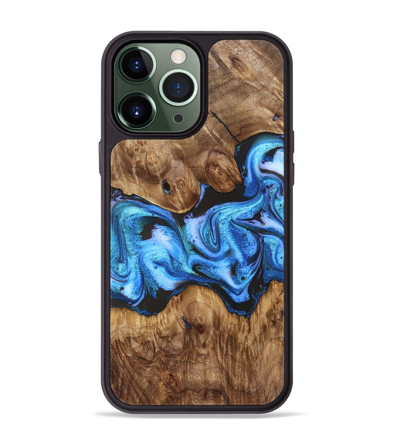 iPhone 13 Pro Max Wood Phone Case - Mila (Blue, 828685)