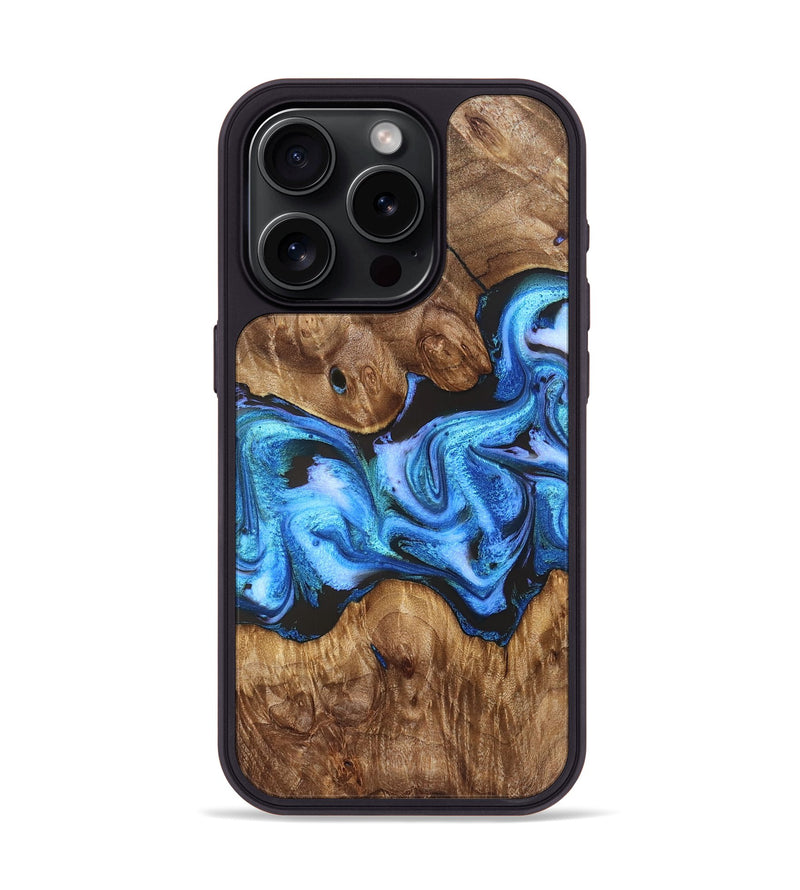 iPhone 15 Pro Wood Phone Case - Mila (Blue, 828685)