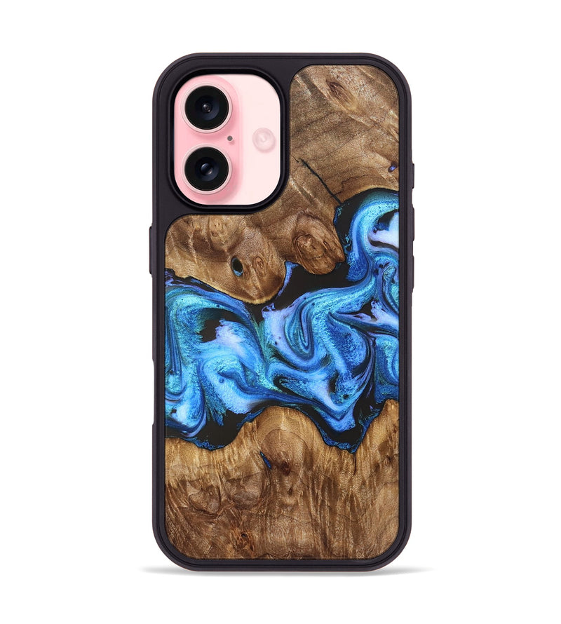 iPhone 16 Wood Phone Case - Mila (Blue, 828685)