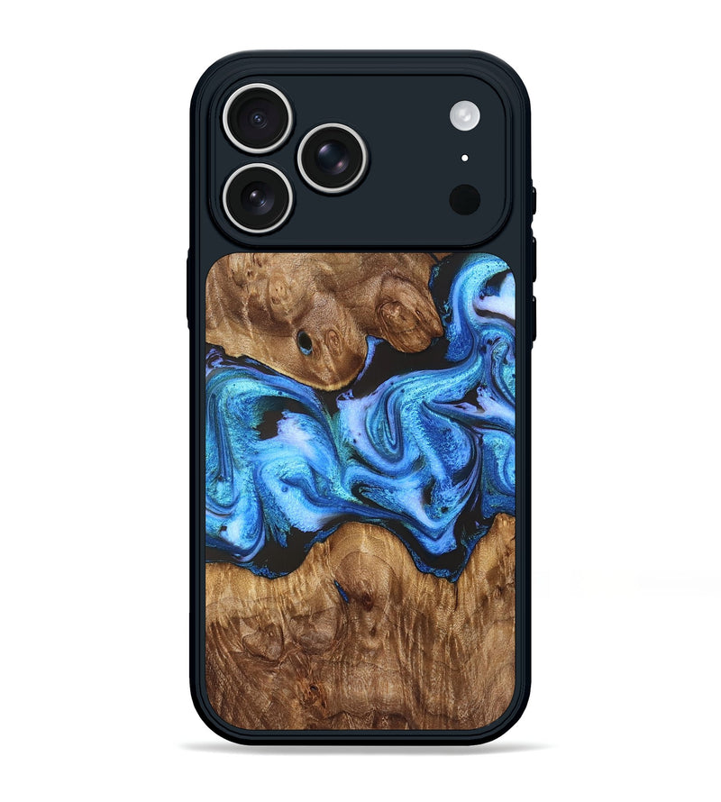 iPhone 17 Pro Max Wood Phone Case - Mila (Blue, 828685)